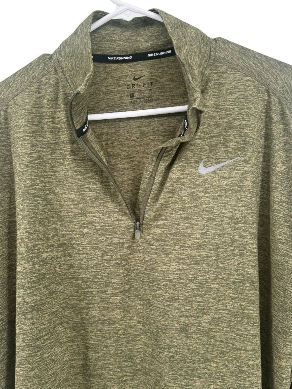 Nike Running Dri Fit 1/4 Zip Pullover Men’s L Green Premium Stretch‎ Reflective - Picture 8 of 9